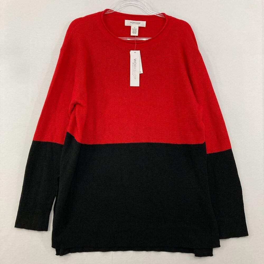 New Workshop Republic Clothing size XL Black Red Color-block Comfy Sweater
